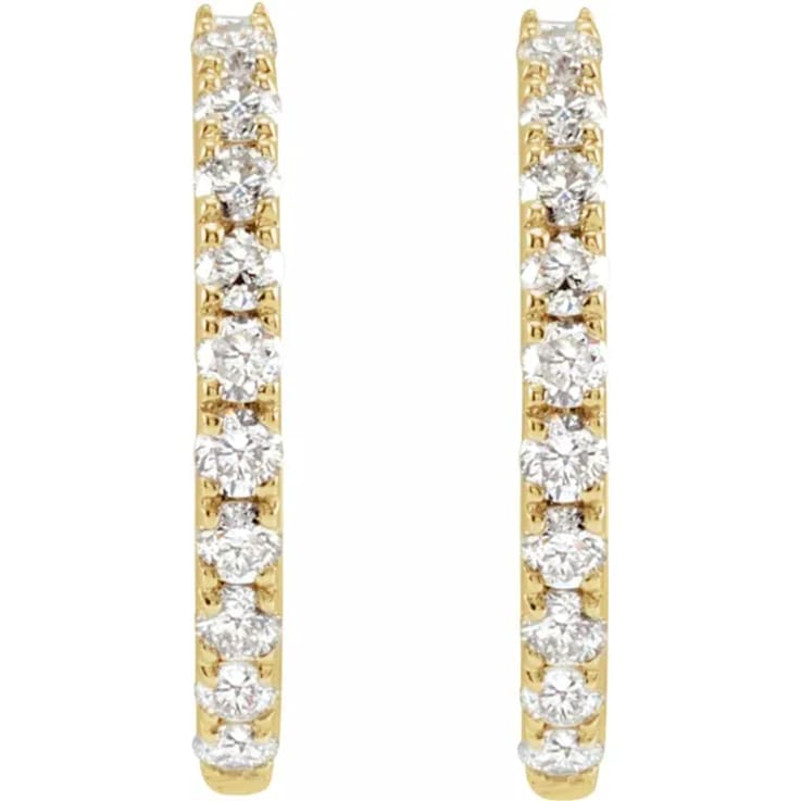 14K Yellow Gold 0.25ctw Round Lab-Grown Diamond Hoop Earrings