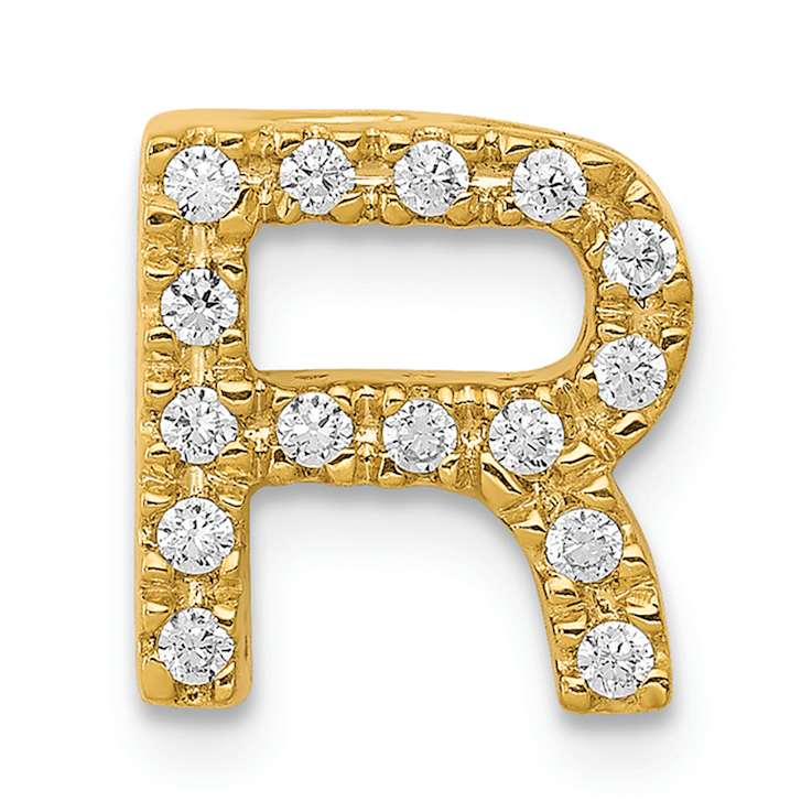 10k Yellow Gold 0.15 cttw Diamond Letter R Initial Charm