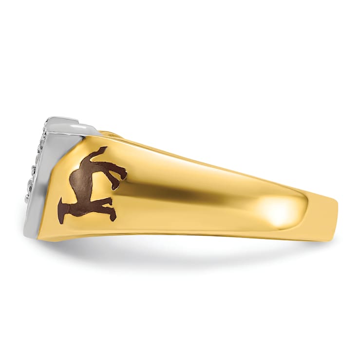 10K Two-tone Yellow and White Gold Men's Enamel and Diamond Masonic
Shriner's Ring 0.152ctw