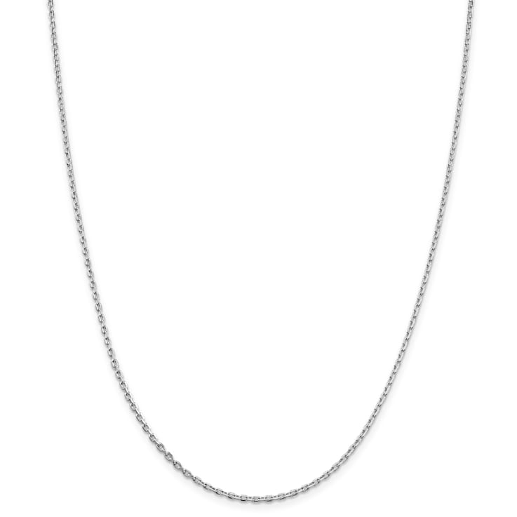 Rhodium Over Sterling Silver 2mm Beveled Oval Cable Chain