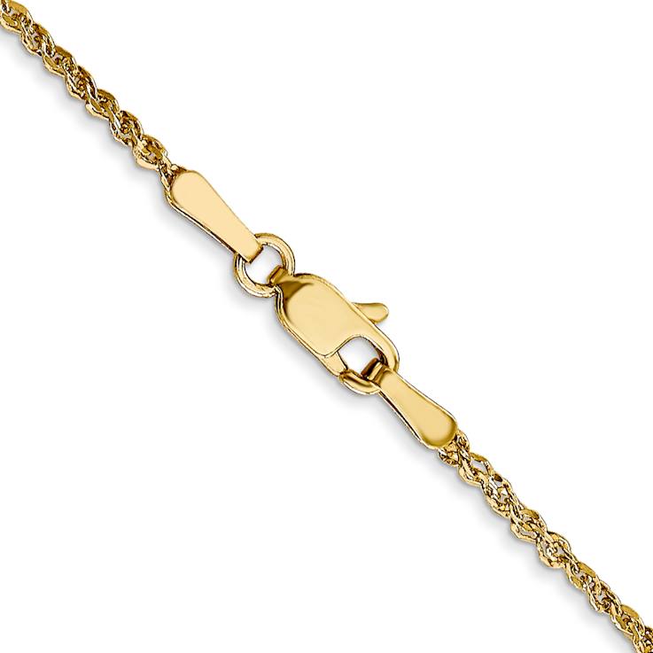 14k Yellow Gold 1.7mm Solid Rope 14 Inch Chain