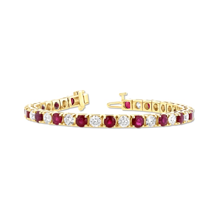 6.25ctw Ruby and Diamond Bracelet in 14k Yellow Gold
