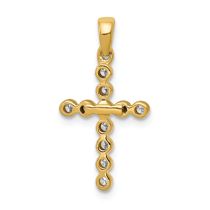 14K Yellow Gold Polished 1/10ct. Diamond Cross Pendant