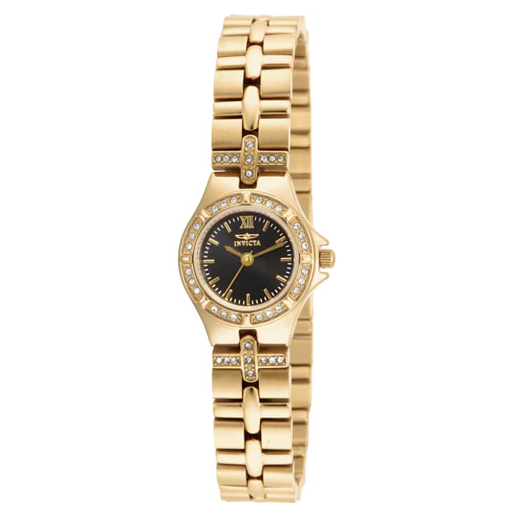 Invicta Wildflower 21.5mm Black Dial Gold-Tone Stainless Steel Watch