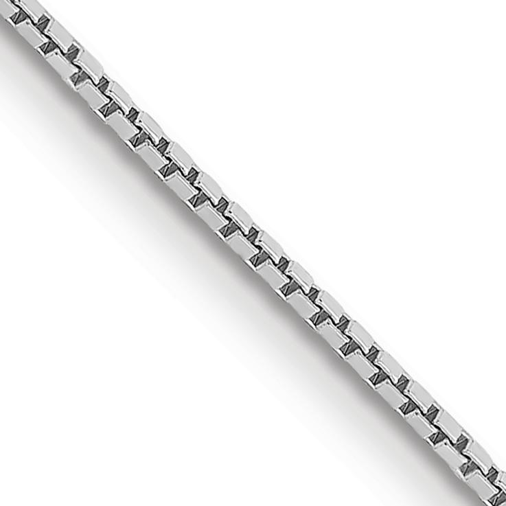 Rhodium Over 14k White Gold 0.9mm Solid Box 26 Inch Chain