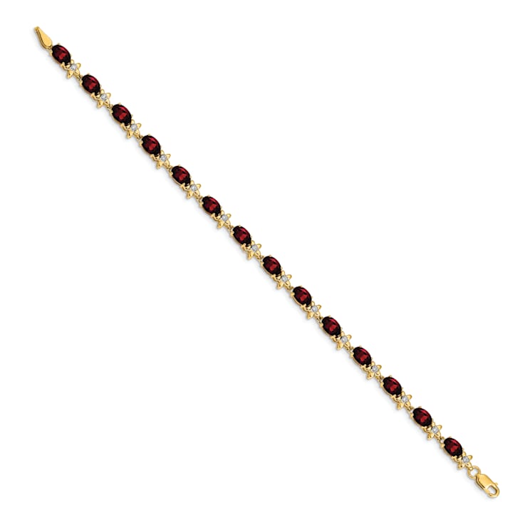 14k Yellow Gold Floral Diamond and Garnet Bracelet