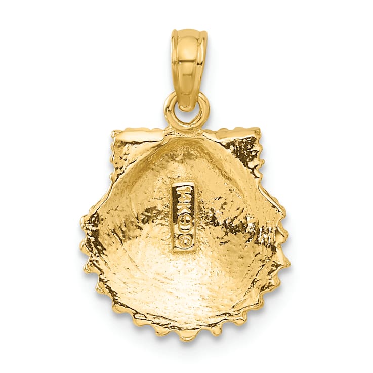 14k Yellow Gold Textured Scallop Shell Pendant