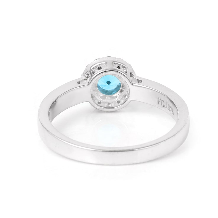 Paraiba Blue Apatite and Lab Grown Diamond Accent Ring Rhodium Over
Sterling Silver 0.69ctw