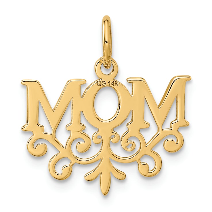 14K Yellow Gold MOM Charm