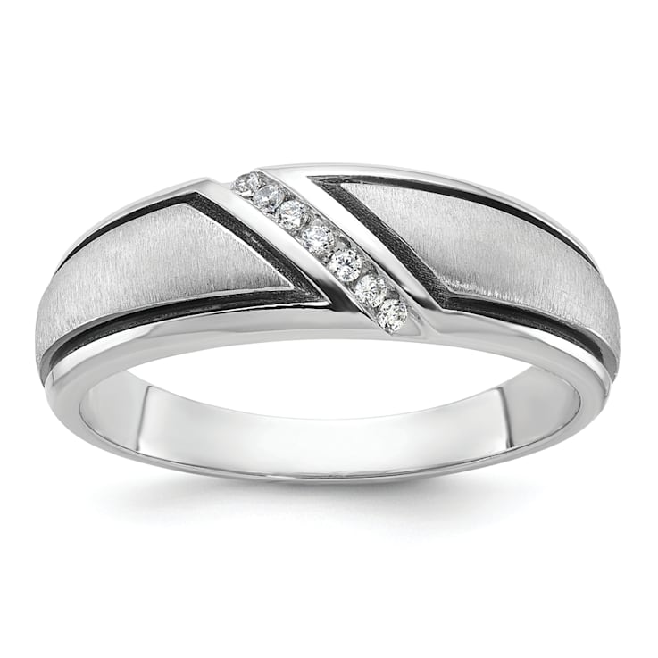 Rhodium Over 10K White Gold with Black Rhodium Men's Polished and Satin
A Diamond Ring 0.07ctw