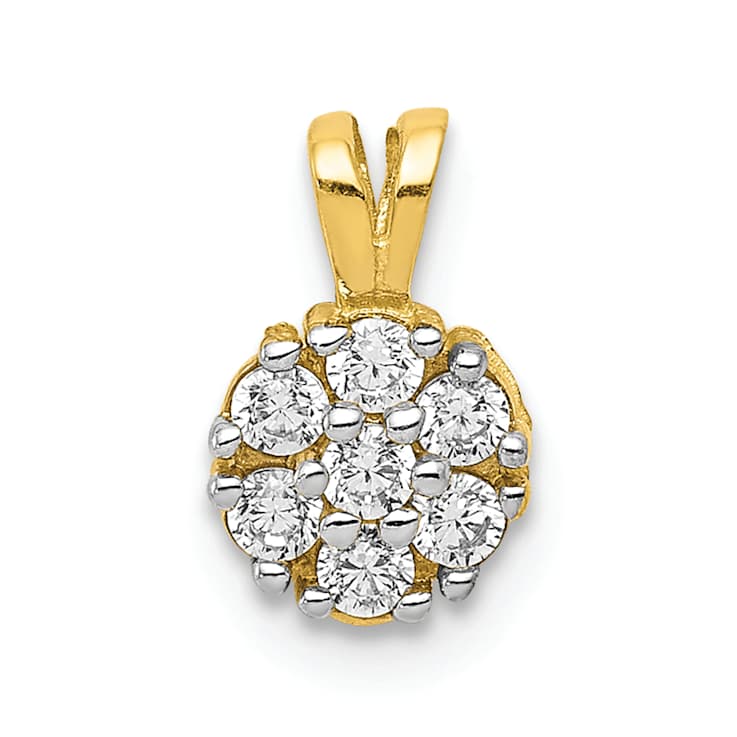 10k Yellow Gold Small Cubic Zirconia Flower Charm