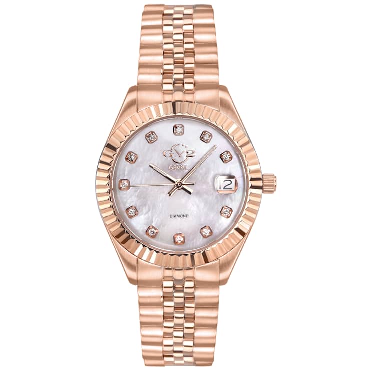 GV2 Naples White Dial Rose Bezel Stainless Steel Watch