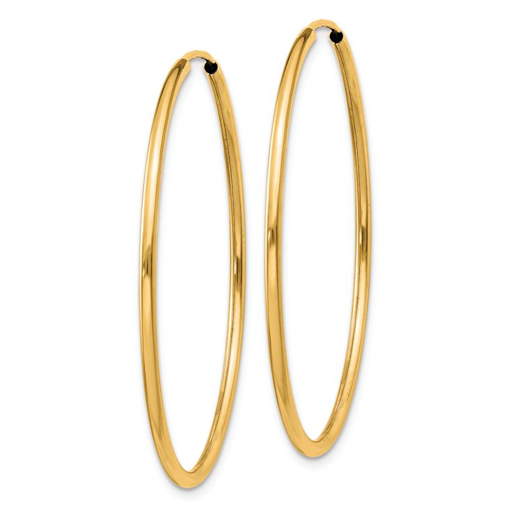 14k Yellow Gold Polished 1 1/2" Round Endless Hoop Earrings