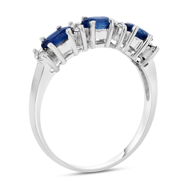 1.05ctw Sapphire and Diamond Band Ring in 14k White Gold