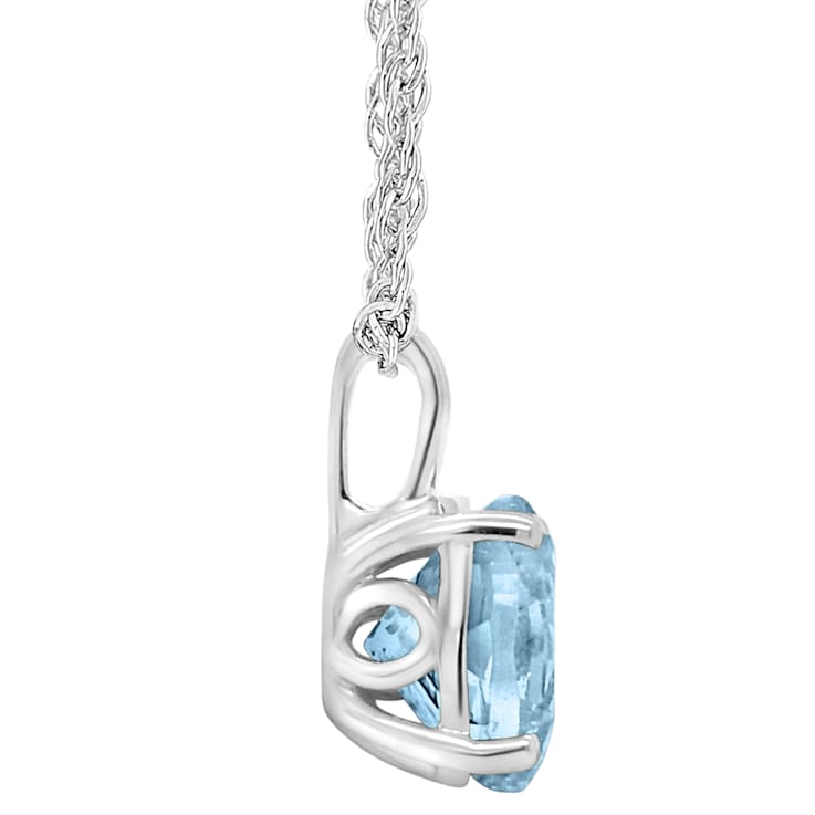 8mm Round Sky Blue Topaz Rhodium Over Sterling Silver Pendant With Chain