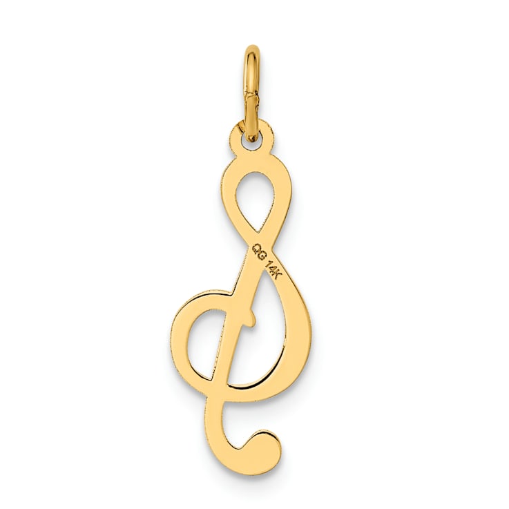14k Yellow Gold Polished Treble Clef pendant