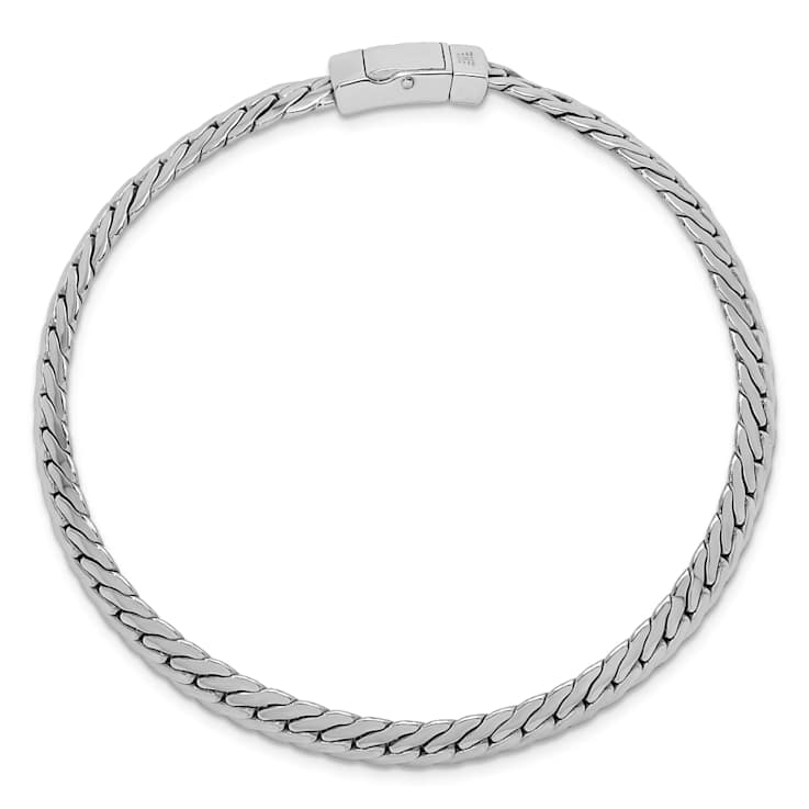 Rhodium Over Sterling Silver Polished 5.85mm Link Bracelet