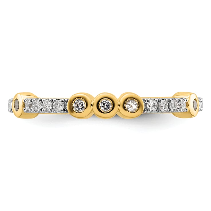 14K Yellow Gold Stackable Expressions White Topaz and Diamond Ring 0.285ctw