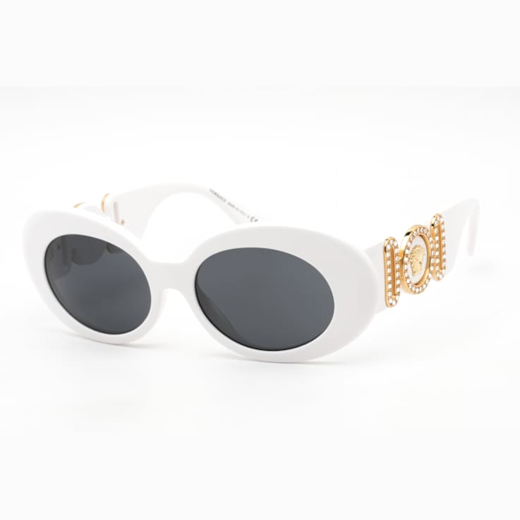 Versace White Oval Frames / Dark Gray Lenses Sunglasses