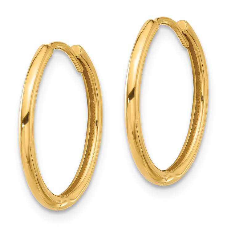 14k Yellow Gold 5/8" Polished Hinged Hoop Earrings