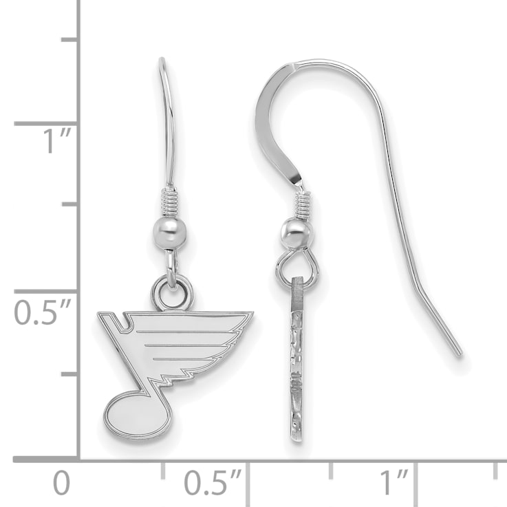 Rhodium Over Sterling Silver NHL St. Louis Blues LogoArt Dangle Earrings