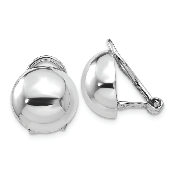 Rhodium Over 14k White Gold 12mm Polished Non-pierced Stud Earrings