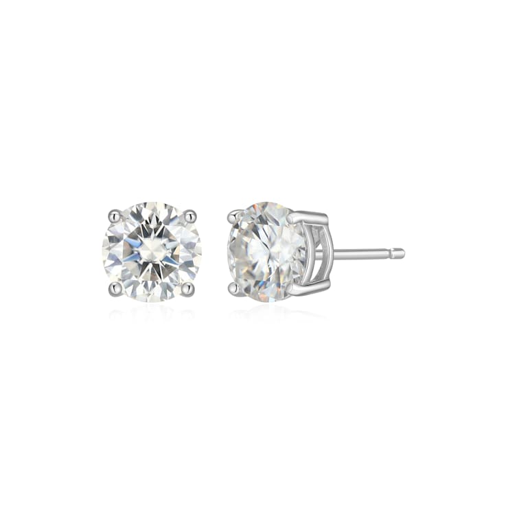 Round Moissanite Platineve Stud Earrings 2.40ctw DEW