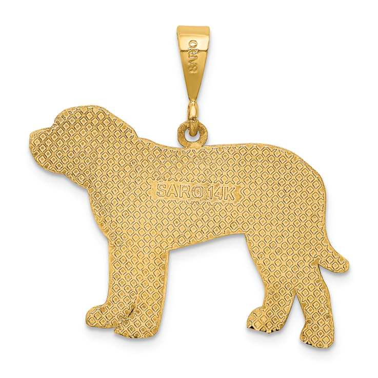 14k Yellow Gold Textured Mastiff Pendant