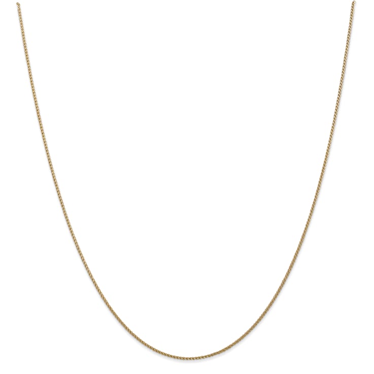 14k Yellow Gold 1mm Solid Diamond Cut Wheat Chain 18"