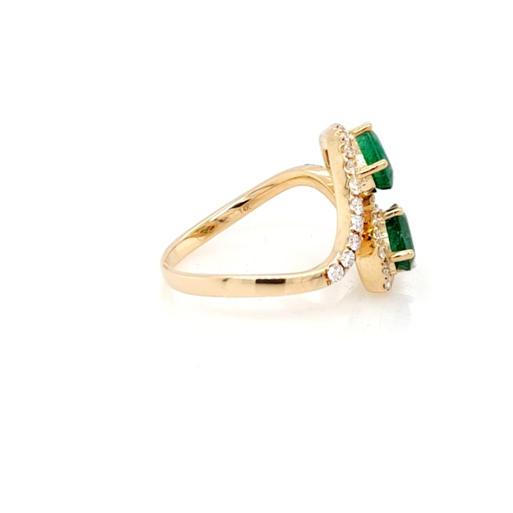 1.75ctw Emerald and 0.50ctw White Diamond 14K Yellow Gold Ring