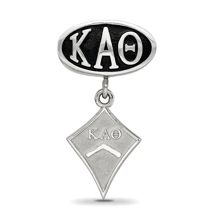 Sterling Silver LogoArt Kappa Alpha Theta Oval with Kite Dangle Bead