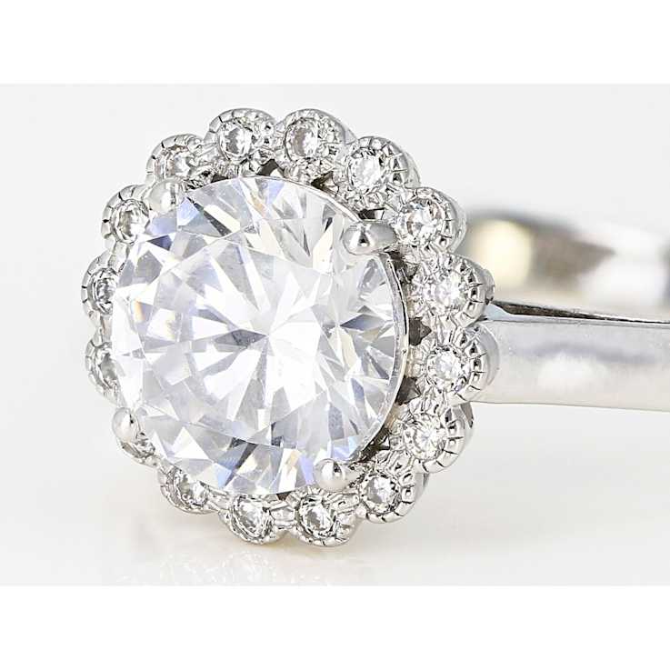Round CZ Solitaire Statement Ring In Sterling Silver