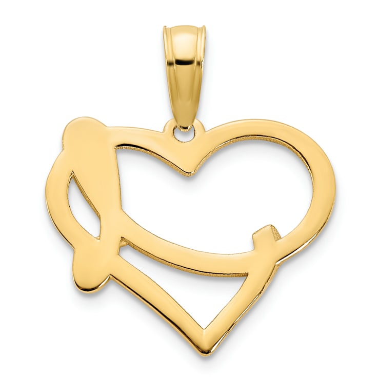 14k Yellow Gold Polished Fancy Heart Pendant