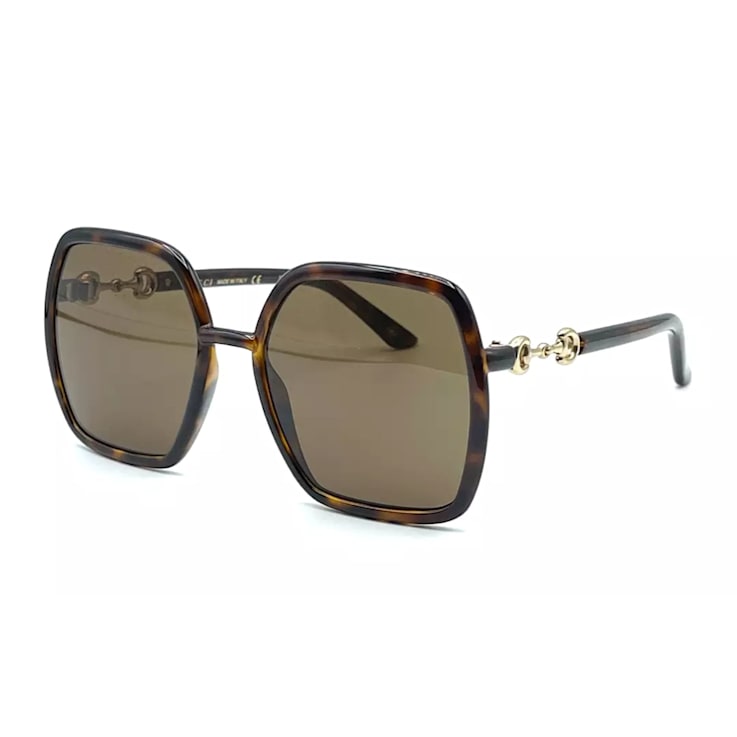 Gucci Brown Tortoise Square Frame / Brown Lens Sunglasses
