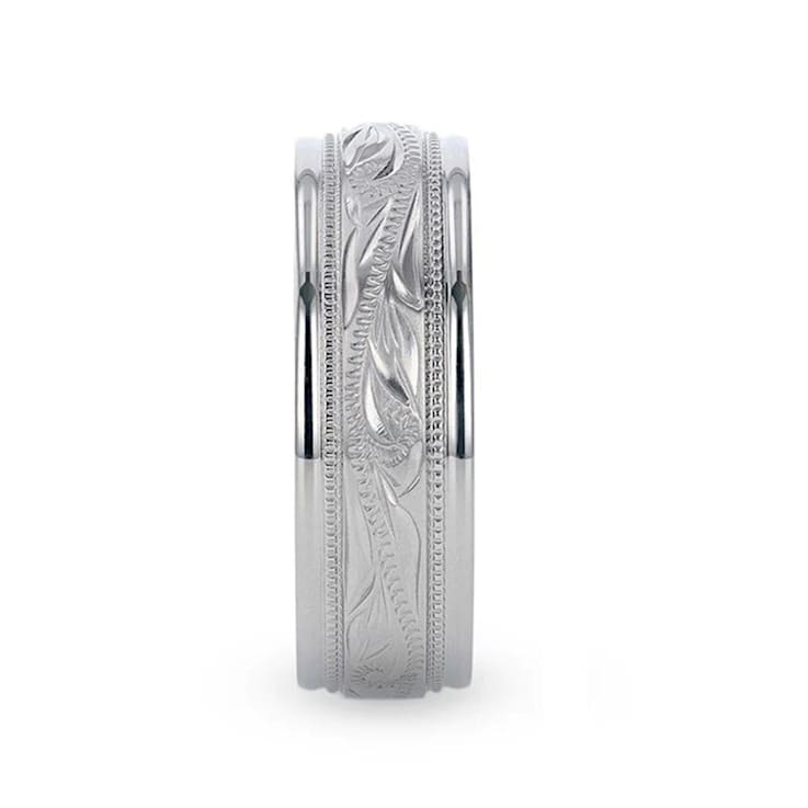 MARINER Titanium Milgrain Engraved Finish Men 's Wedding Ring with Blue
Plating Inside 8mm