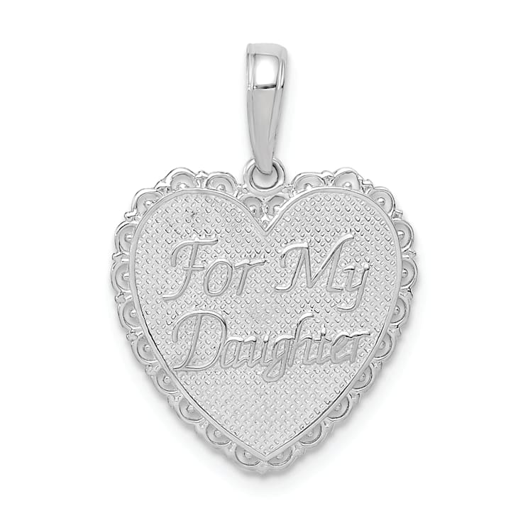 Rhodium Over 14k White Gold Textured and Reversible FOR MY DAUGHTER
Heart Pendant