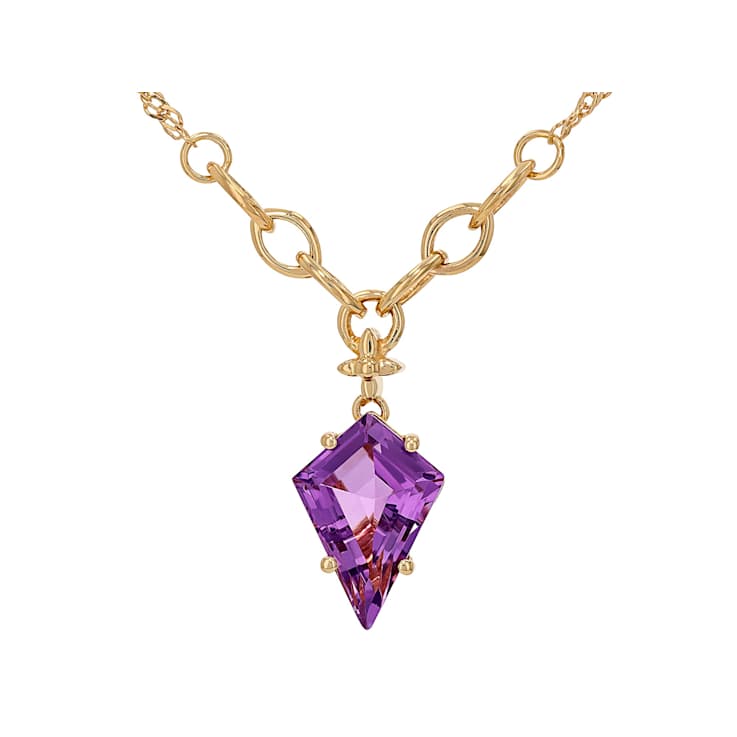Amethyst Kite Pendant Necklace In 18K Gold Over Sterling Silver 2.65ct