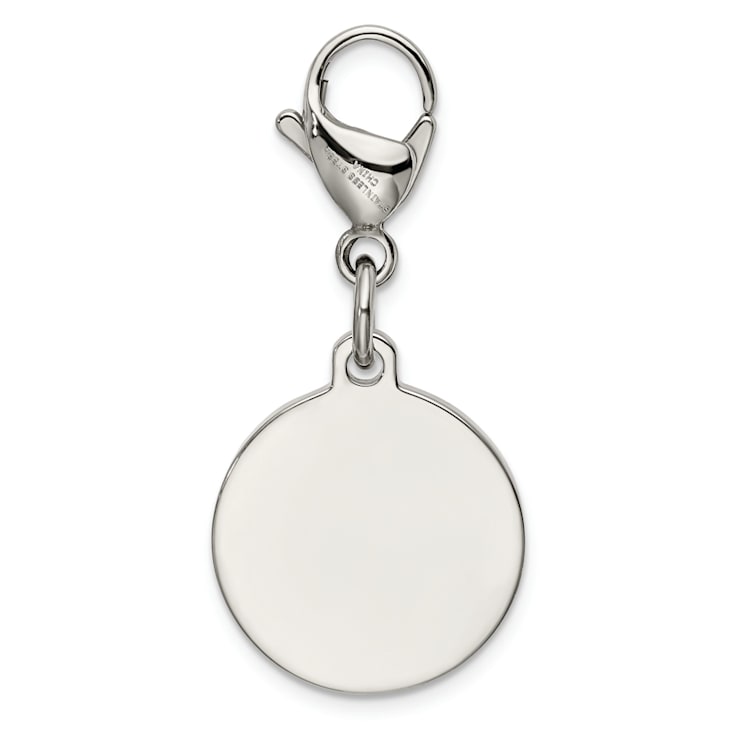 Stainless Steel Polished with Red Enamel Medical ID Charm