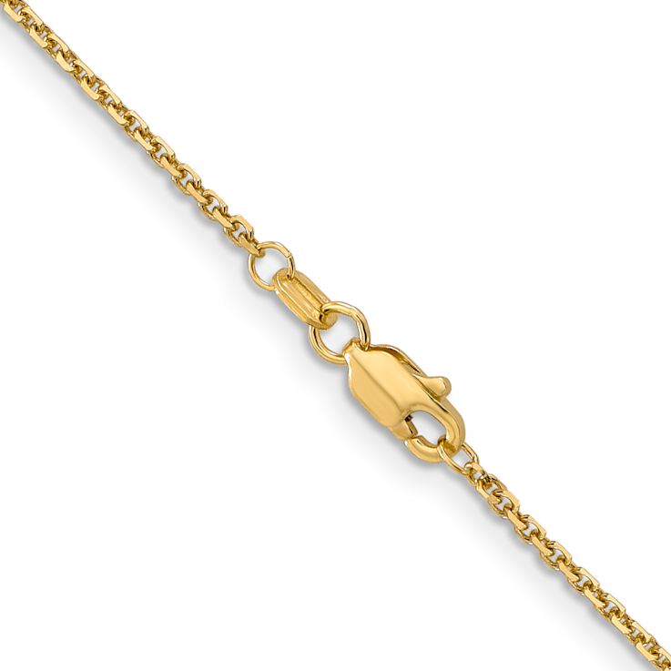 14k Yellow Gold 1.4mm Solid Diamond-Cut Round Open Link Cable 14 Inch Chain
