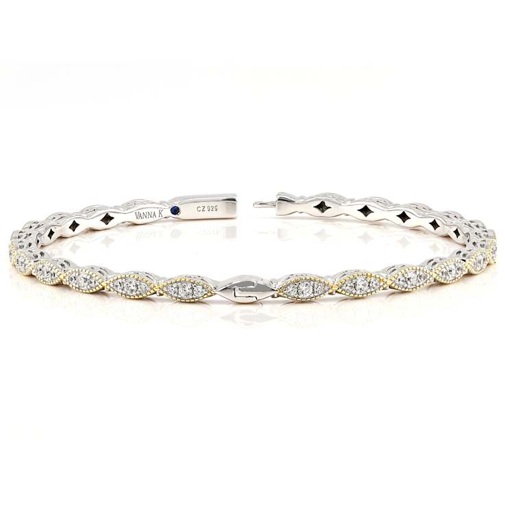 CZ Bangle In Platinum-Enhanced Sterling Silver And 18K Gold Over
Sterling Silver 2.52ctw