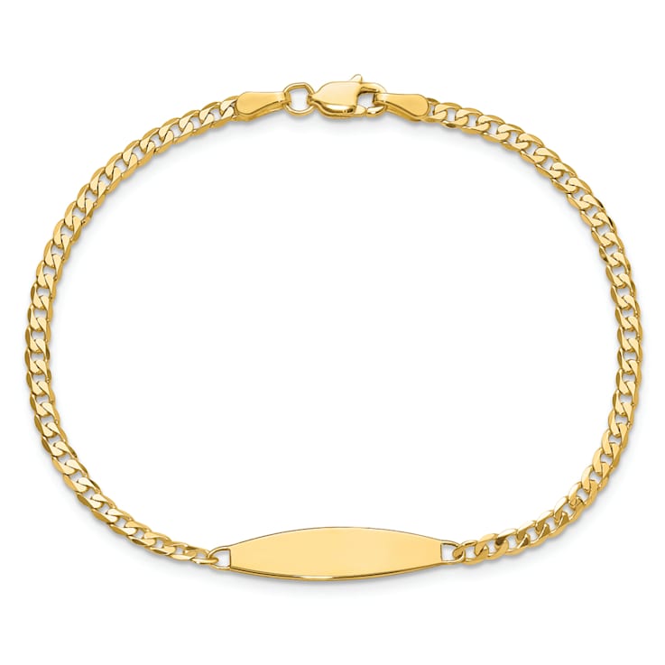 14k Yellow Gold Curb Link ID Bracelet