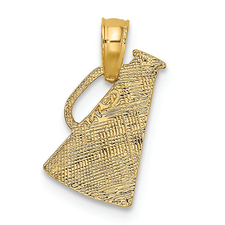 14k Yellow Gold Textured Megaphone with Handle Charm