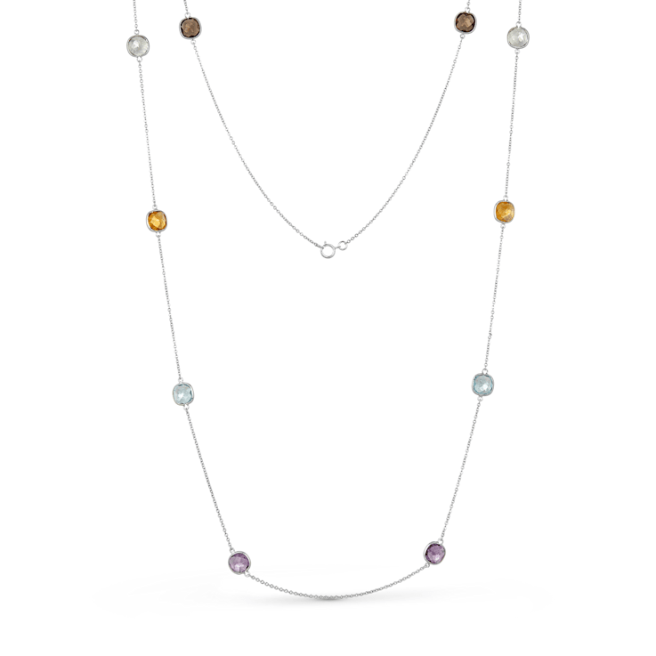 Multi-Gem 14k White Gold 34" Necklace 20.08ctw