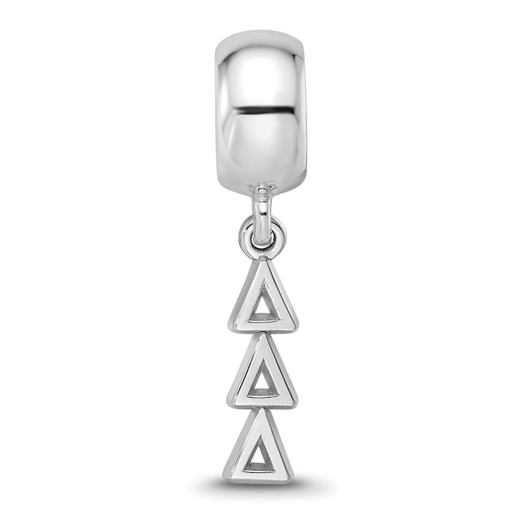 Rhodium Over Sterling Silver LogoArt Delta Delta Delta Vertical Letters
on Bead