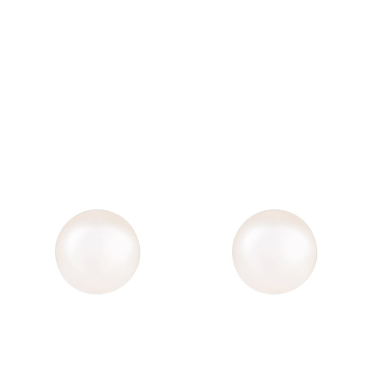 14k White Gold 10-11mm White Freshwater Pearl Stud Earrings