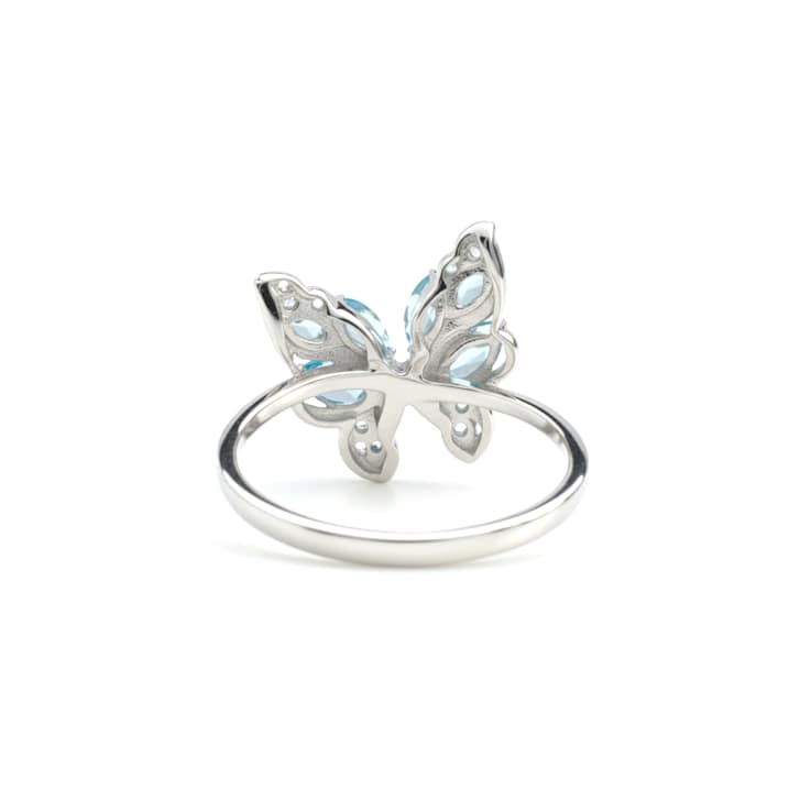 Sky Blue Topaz and White Topaz Sterling Silver Ring