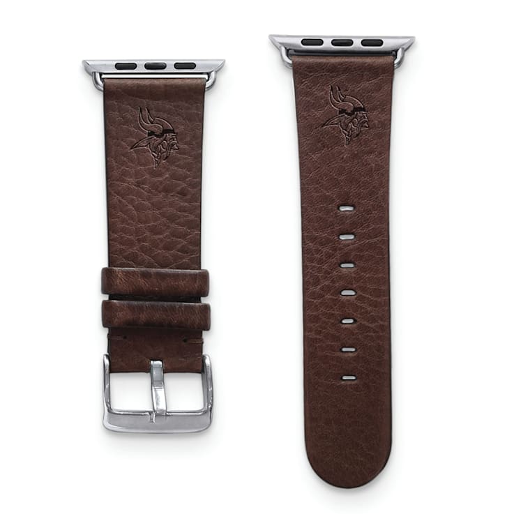 Gametime Minnesota Vikings Leather Band fits Apple Watch (42/44mm M/L
Brown). Watch not included.