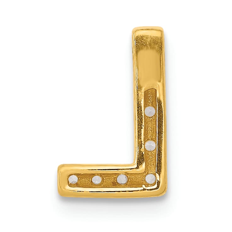 14K Yellow Gold Diamond Letter L Initial Charm