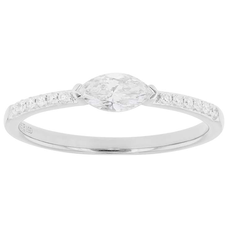 Marquise And Round Lab-Grown Diamond Band Ring In Sterling Silver 0.40ctw