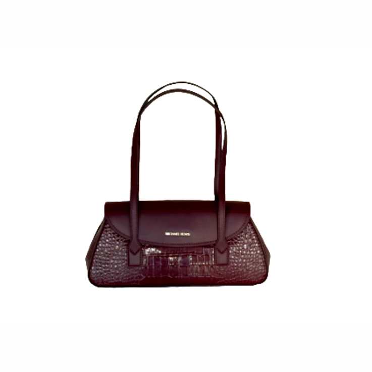 Michael Kors Katya Medium Shoulder Flap Handbag in Exotic Embossed Oxblood